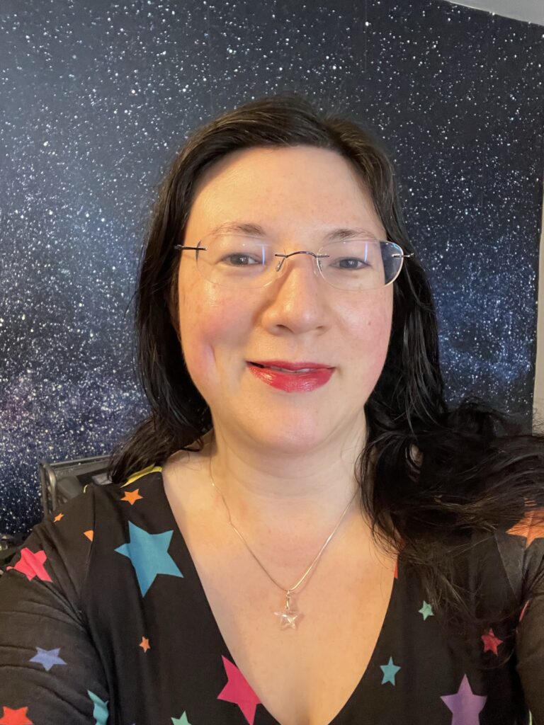 Full Steam Ahead! Tales of an Anxiety Warrior is coming soon! 3 A selfie of me in my starry dress, galaxy background