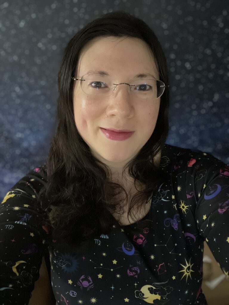 Full Steam Ahead! Tales of an Anxiety Warrior is coming soon! 8 A selfie of me in my "Gemini" dress, galaxy background