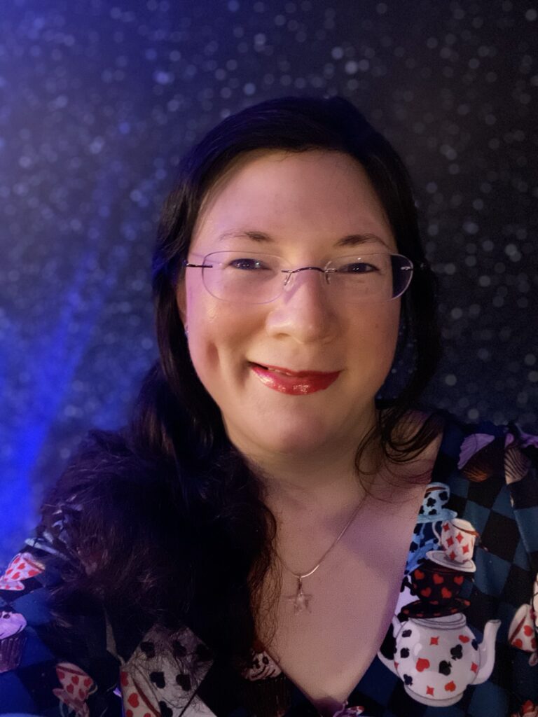 Full Steam Ahead! Tales of an Anxiety Warrior is coming soon! 7 A selfie of me in my "Alice" dress, galaxy background