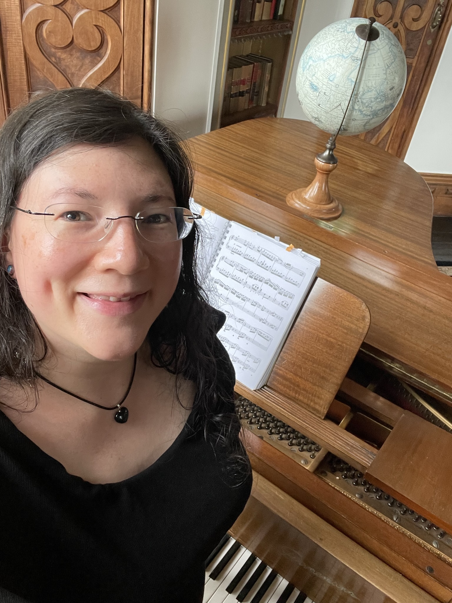 Summer Fun Begins! 1 A selfie of me at the piano at chateau rhianfa