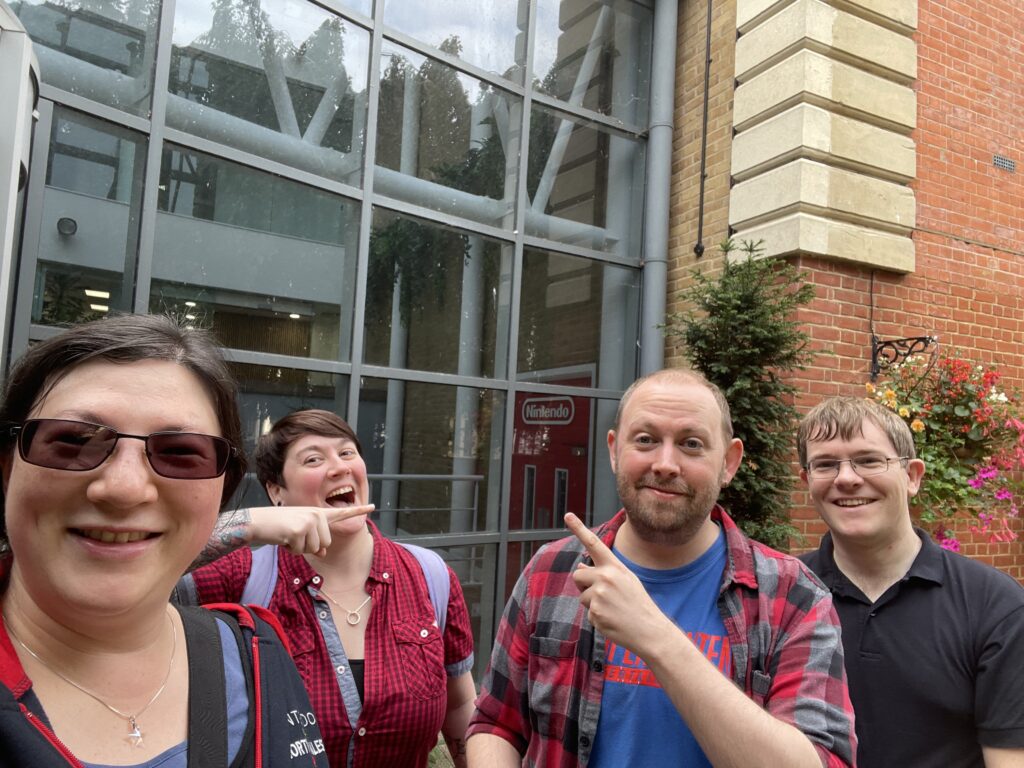 A selfie of North Wales and Manchester outside Nintendo HQ