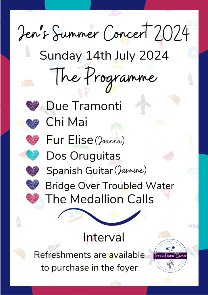 My First Summer Concert - 14/07/24 2 part 1 of my concert programme