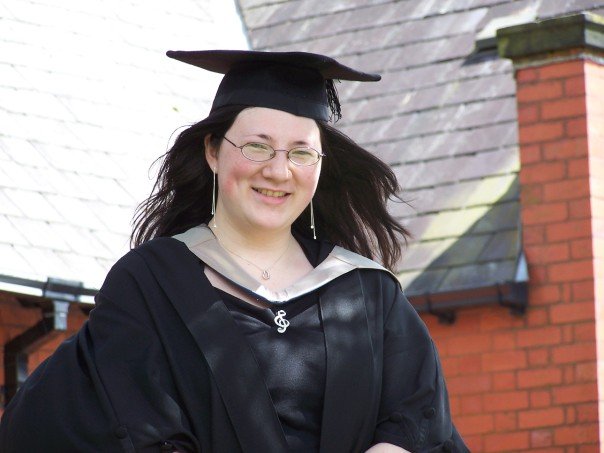A Level Results, a 20+ year old Memory of Failure... 3 My first graduation photo 2007, wearing gown and hat, treble clef brooch. outside the music building