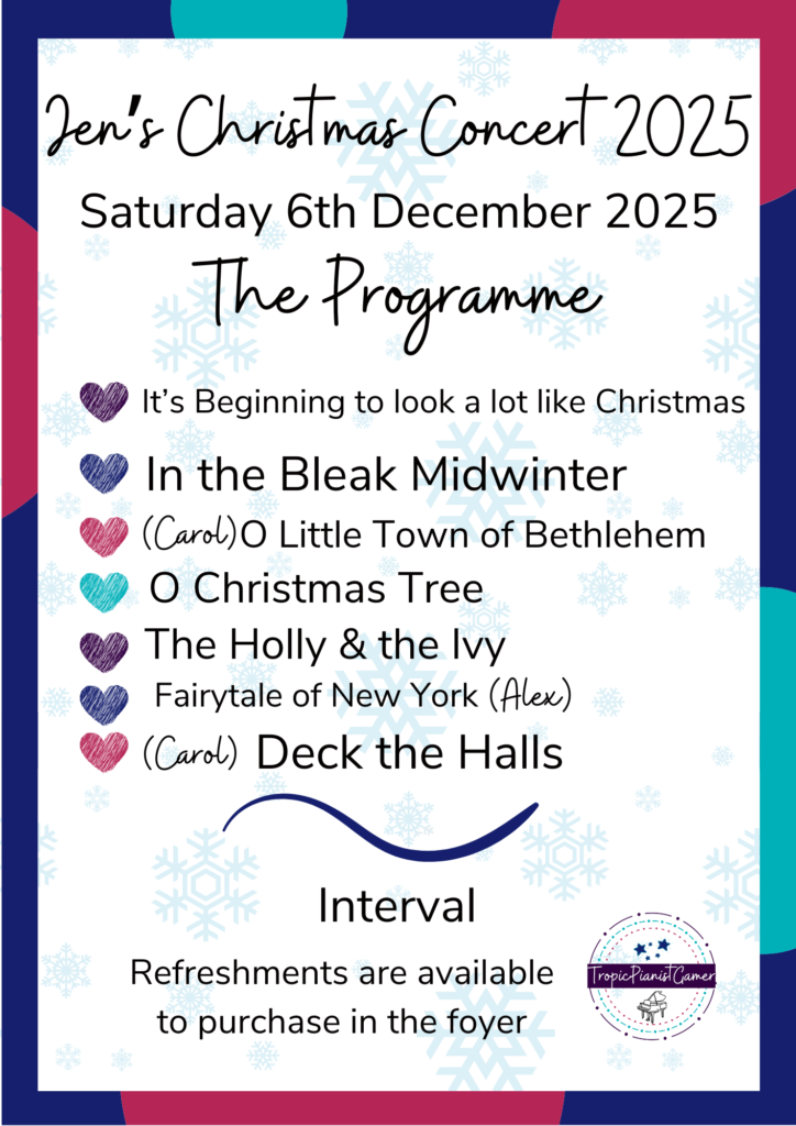 Christmas is looking Different This Year, and I'm Excited for it! 3 Page 1 of the Christmas Concert programme.
