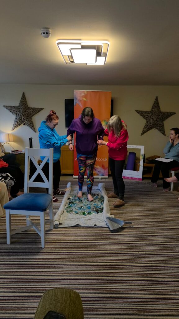 A Shift in Perspective... 10 A picture of me doing the glass walk, supported by the hosts Lisa and Tracy