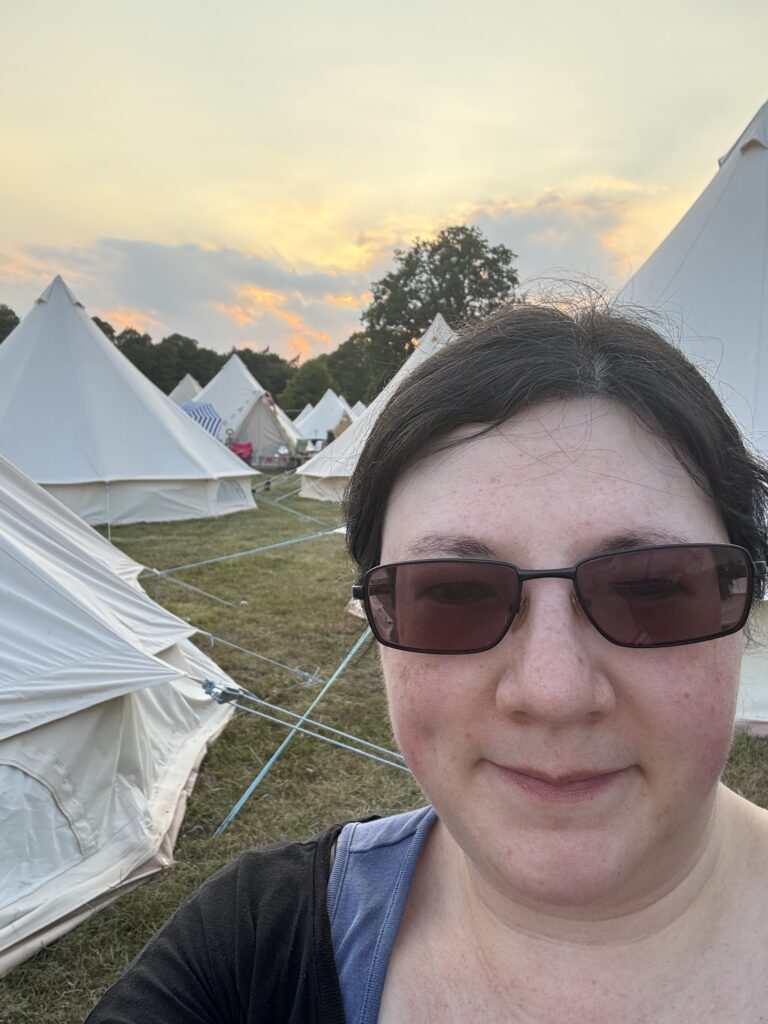 Summer 2026 is a Great Balance! 12 a selfie of me at sunset by the bell tents,
