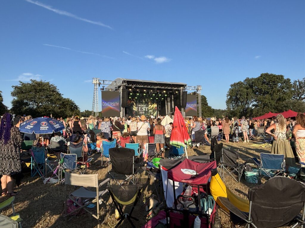 Summer 2026 is a Great Balance! 16 An overview of my position at the back of the crowd facing the main stage.